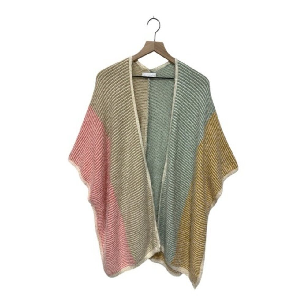 House of Harlow 1960 Pink and Green Color-Block Poncho Sweater Size L - Picture 3 of 10